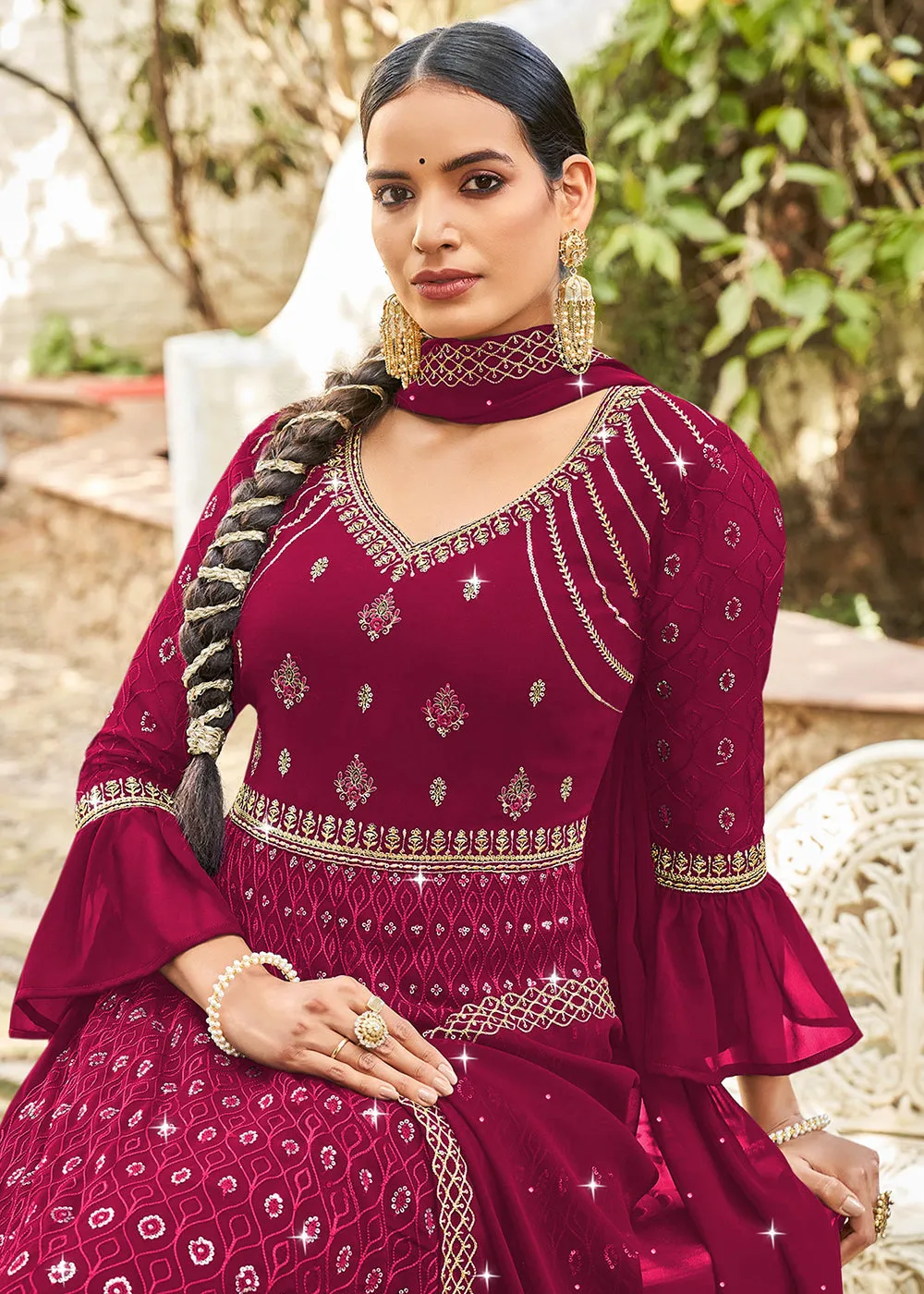 Exclusive Pink Georgette Fabric Wedding Wear Anarkali Suit