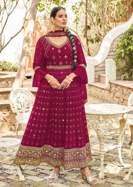 Exclusive Pink Georgette Fabric Wedding Wear Anarkali Suit