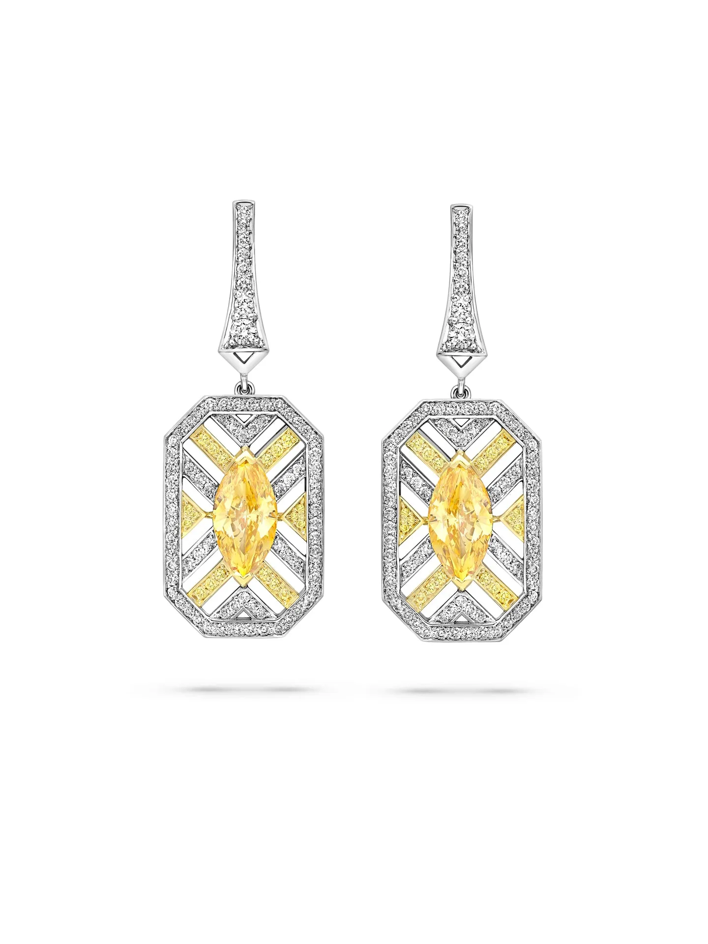 Fifth Avenue Orange Diamond Platinum Earrings