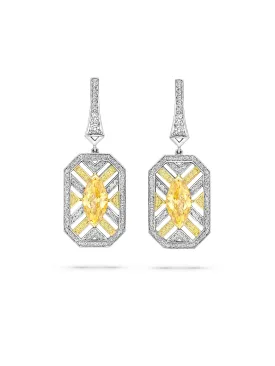 Fifth Avenue Orange Diamond Platinum Earrings