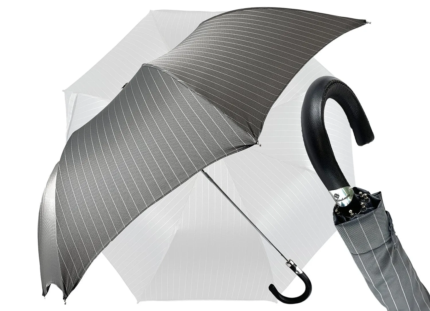 Folding gray striped umbrella for men