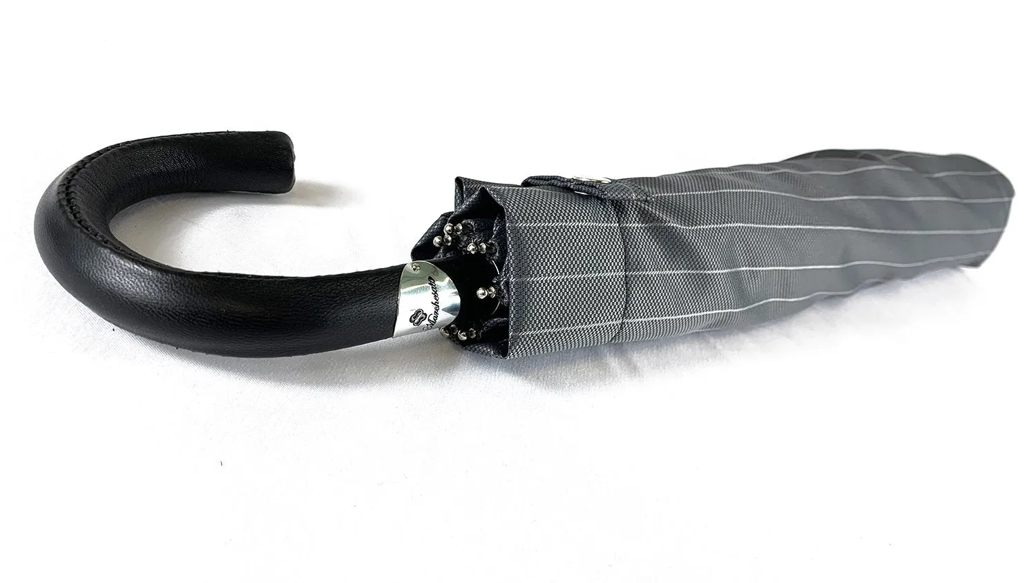 Folding gray striped umbrella for men