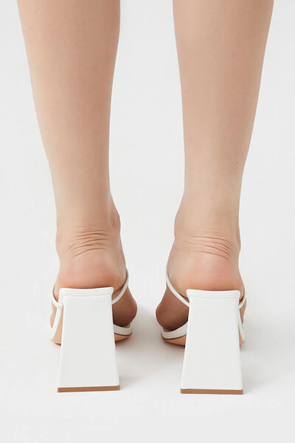 Forever 21 Block Heel With Buckle And Rhinestones, White