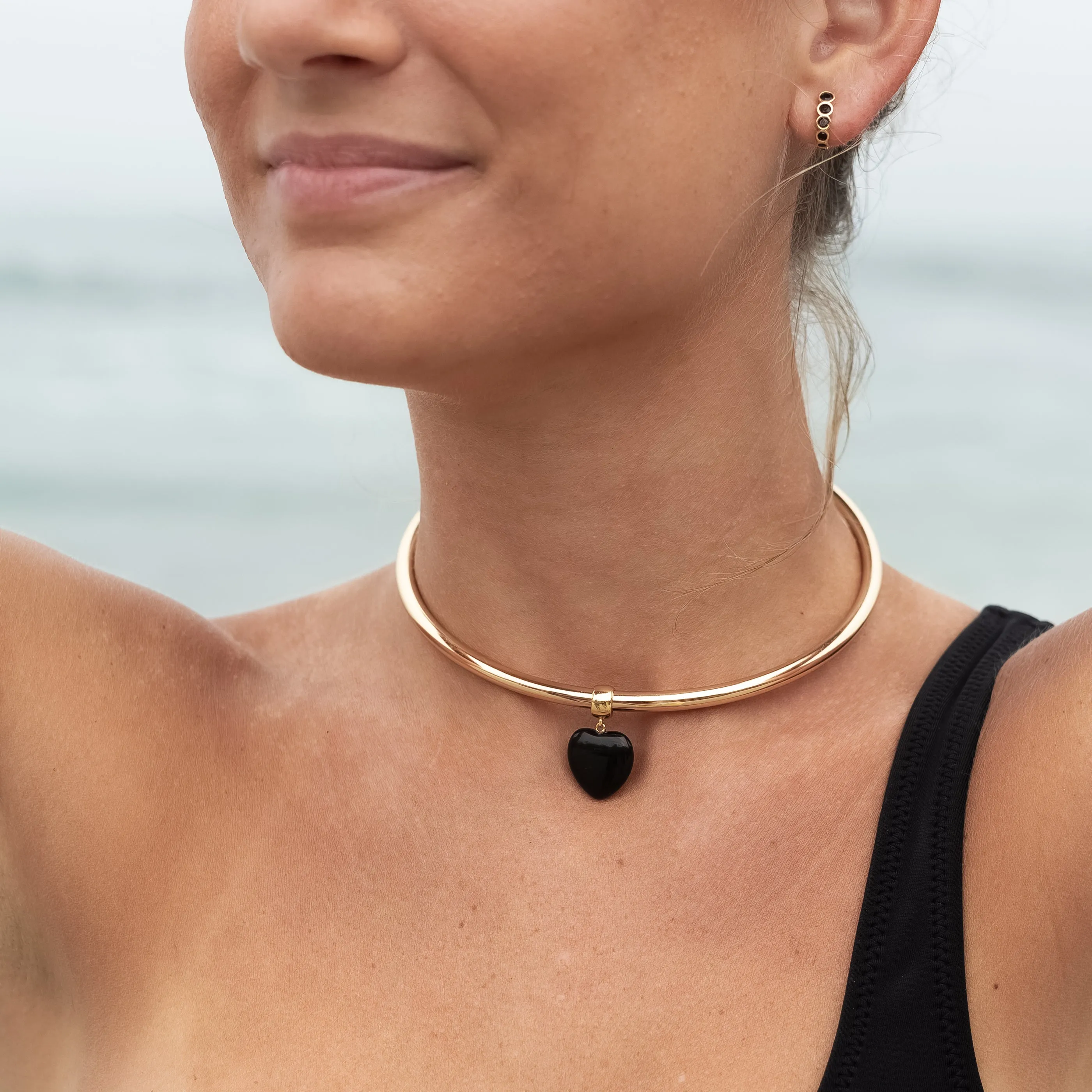 Gemma Onyx Heart Choker Necklace