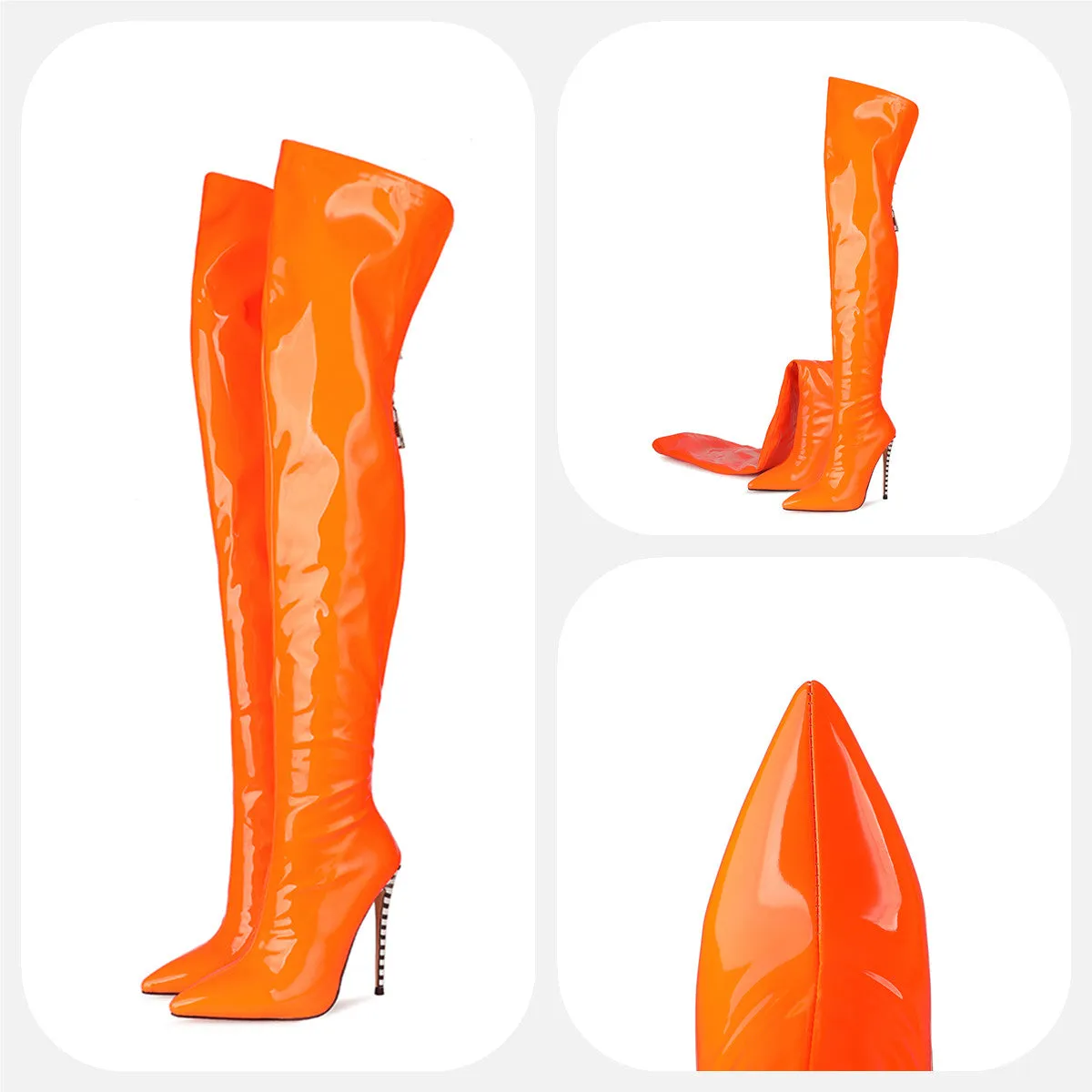 Glitter Colorful Patent Stiletto Overknees Boots