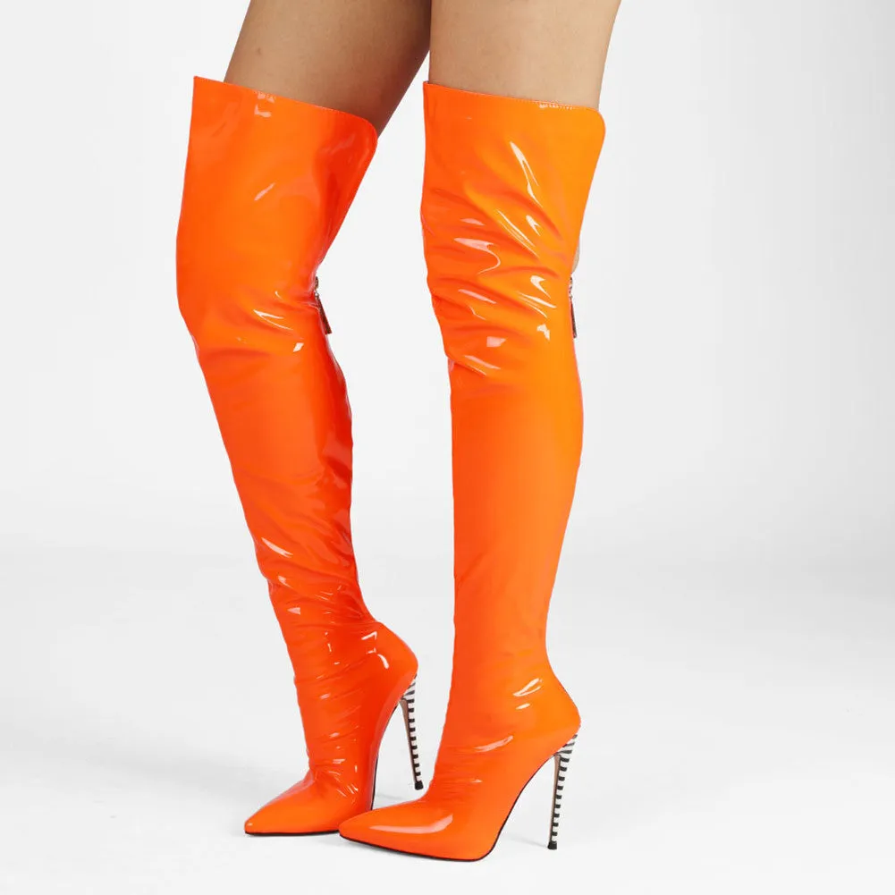 Glitter Colorful Patent Stiletto Overknees Boots