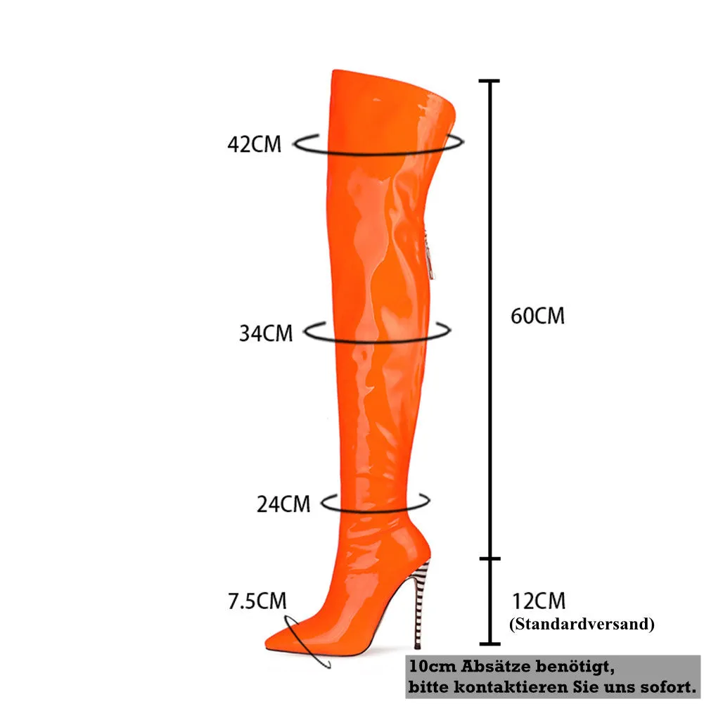 Glitter Colorful Patent Stiletto Overknees Boots