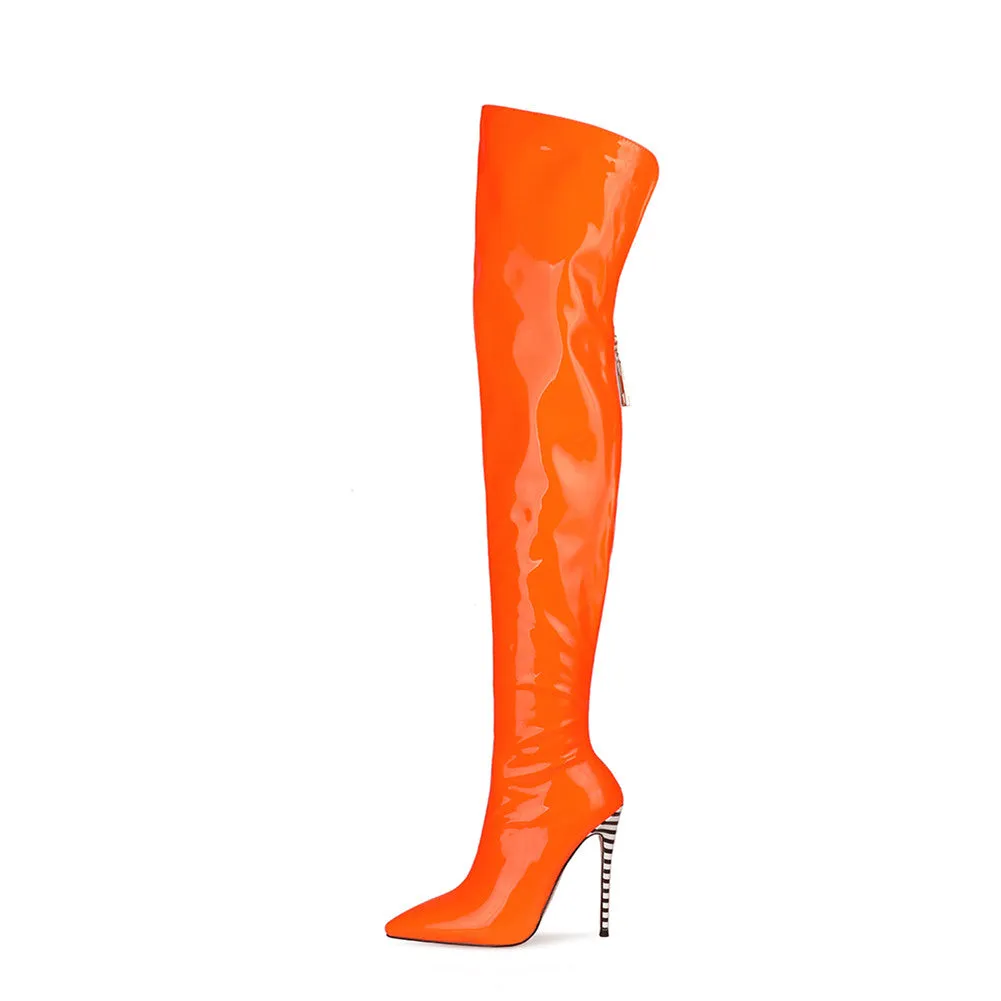 Glitter Colorful Patent Stiletto Overknees Boots