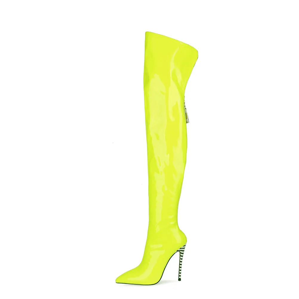 Glitter Colorful Patent Stiletto Overknees Boots