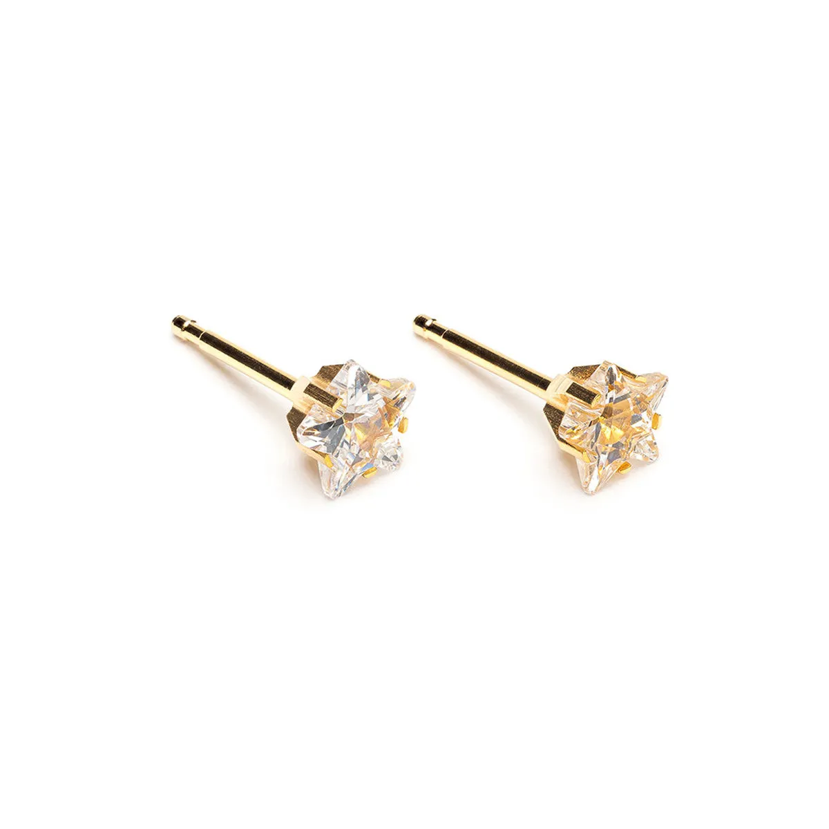 Gold Plated 5 mm Star Cubic Zirconia Stud Earrings