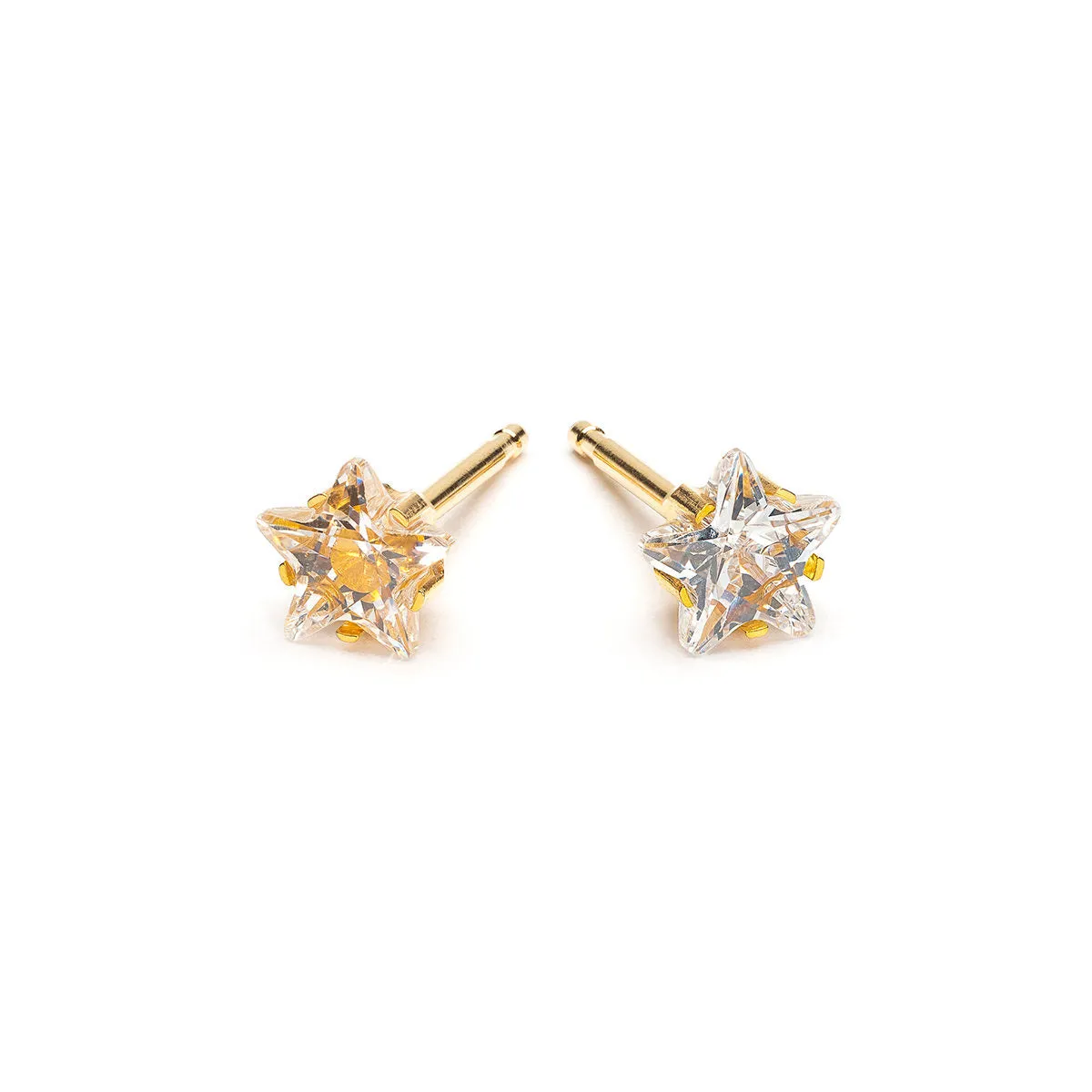 Gold Plated 5 mm Star Cubic Zirconia Stud Earrings