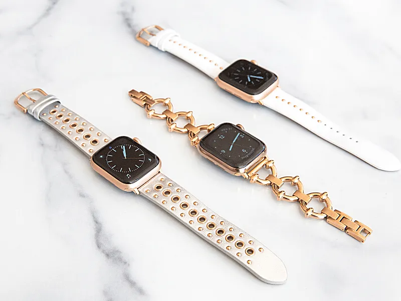 Goldenerre Metallic Silver Grommet Band for the Apple Watch