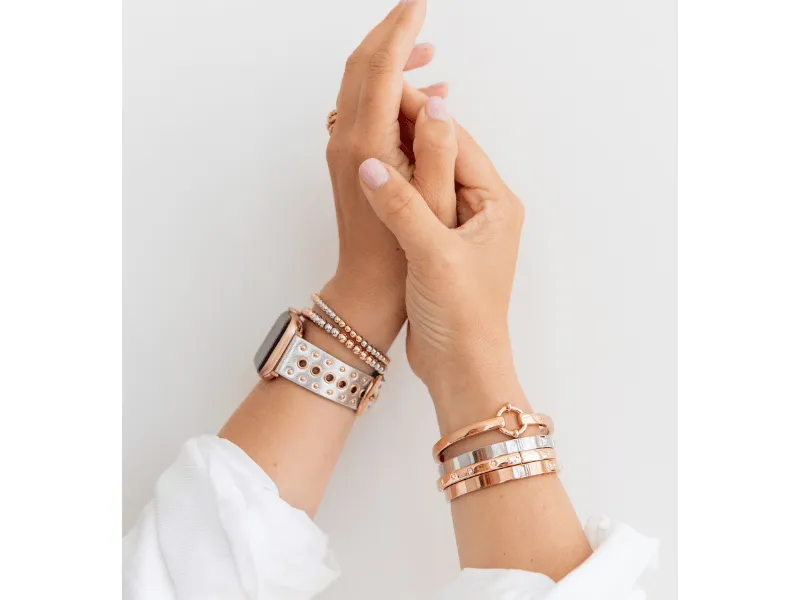 Goldenerre Metallic Silver Grommet Band for the Apple Watch