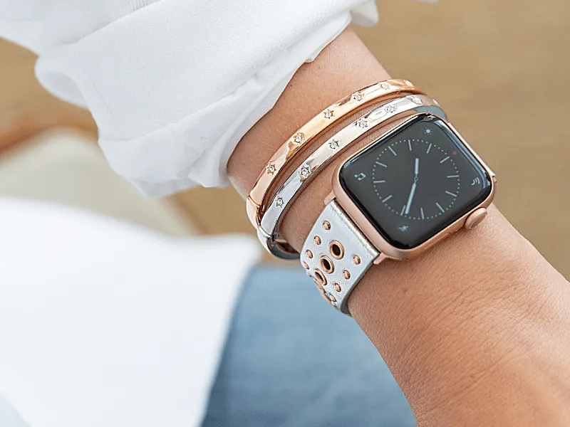 Goldenerre Metallic Silver Grommet Band for the Apple Watch