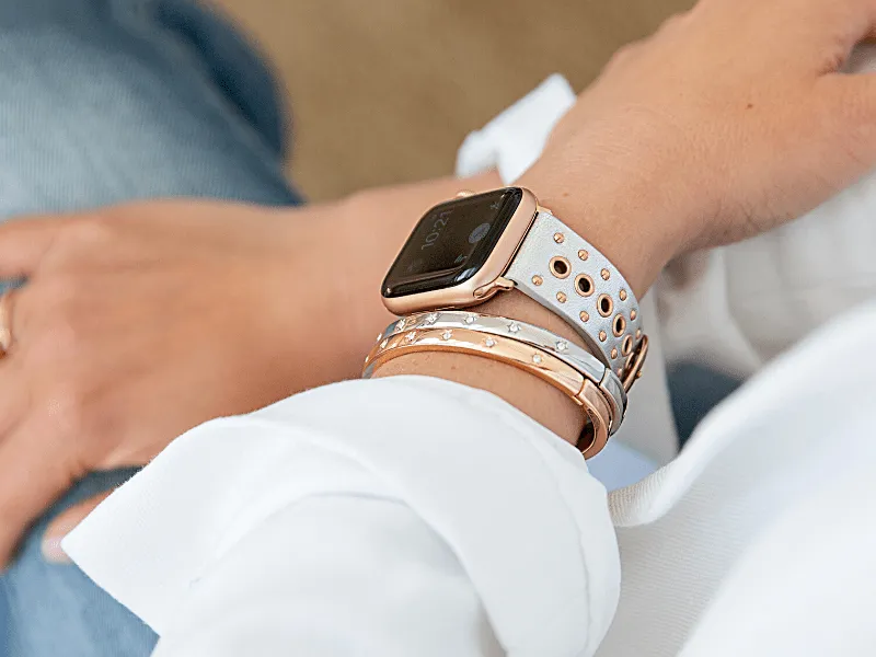 Goldenerre Metallic Silver Grommet Band for the Apple Watch