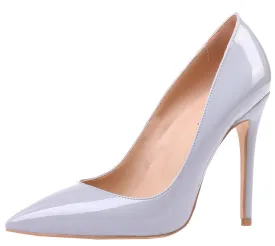 Grey Patent Leather Pumps 10cm 12cm 8cm High Heels Party Office Stilettos