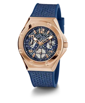 GUESS Ladies Blue Rose Gold Tone Multi-function Watch