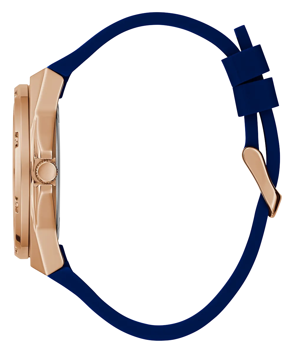 GUESS Ladies Blue Rose Gold Tone Multi-function Watch