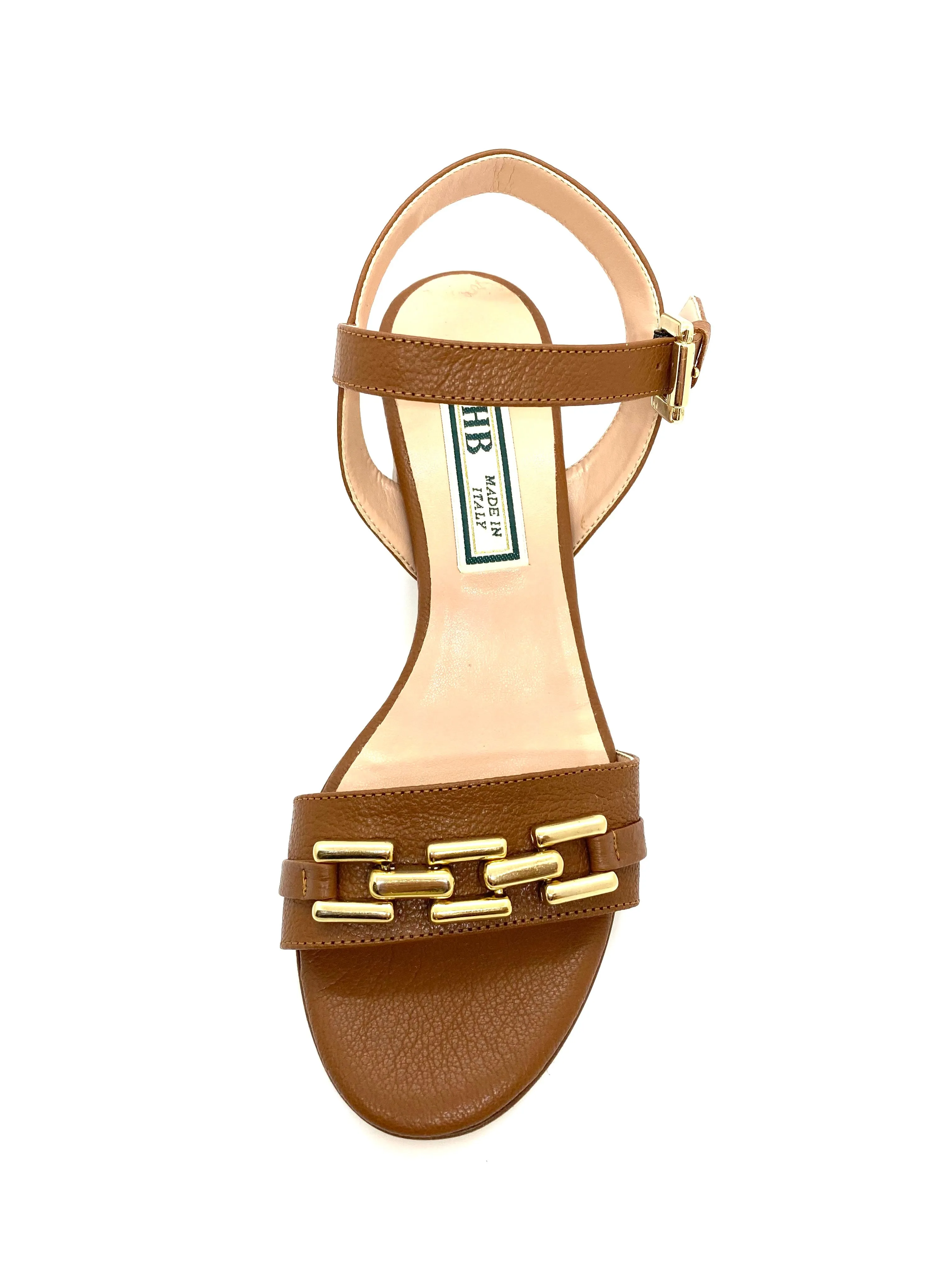 HB Italia Ladies Block Heel Tan Sandal