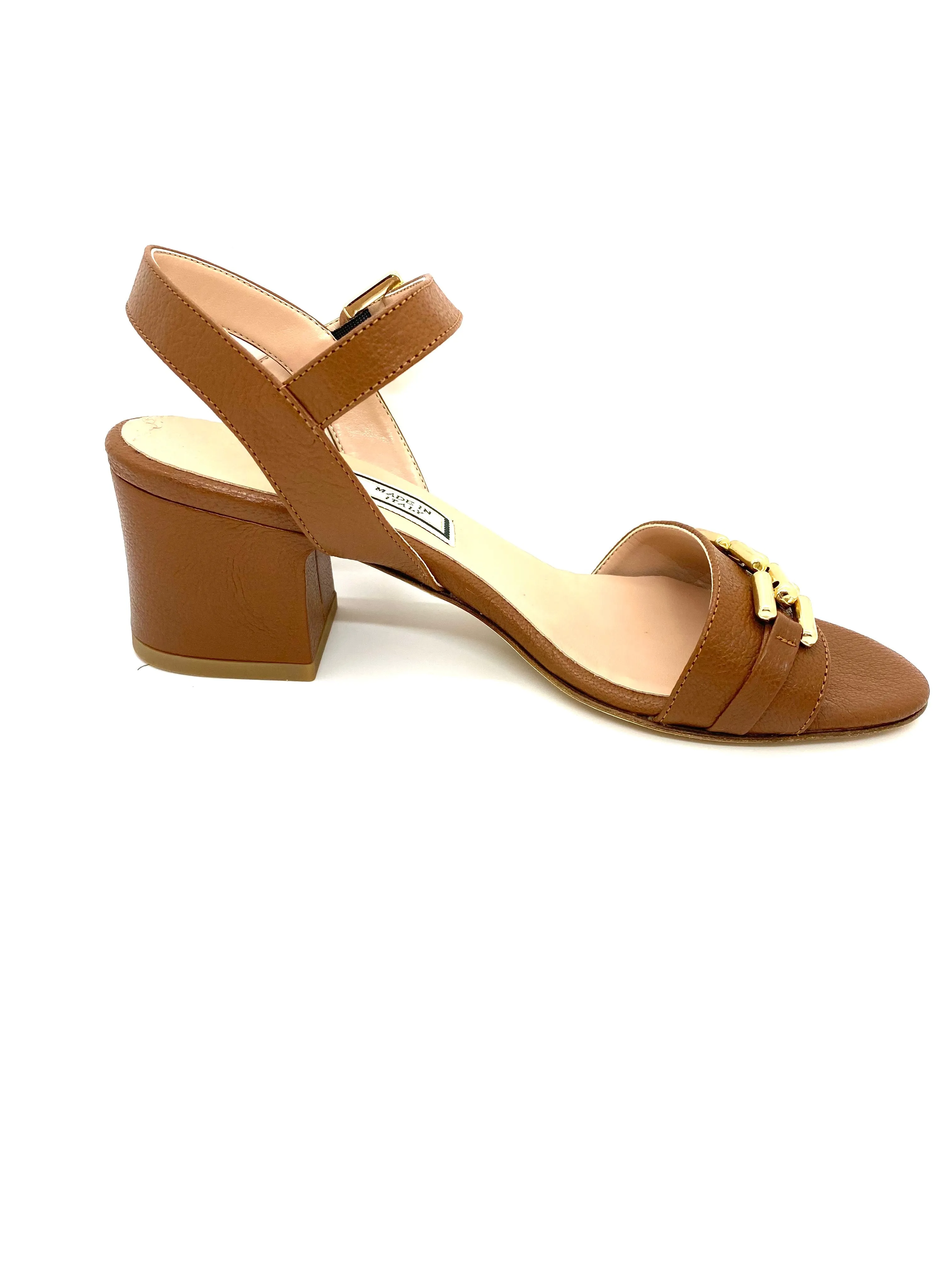 HB Italia Ladies Block Heel Tan Sandal