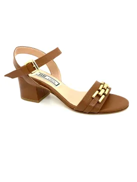 HB Italia Ladies Block Heel Tan Sandal