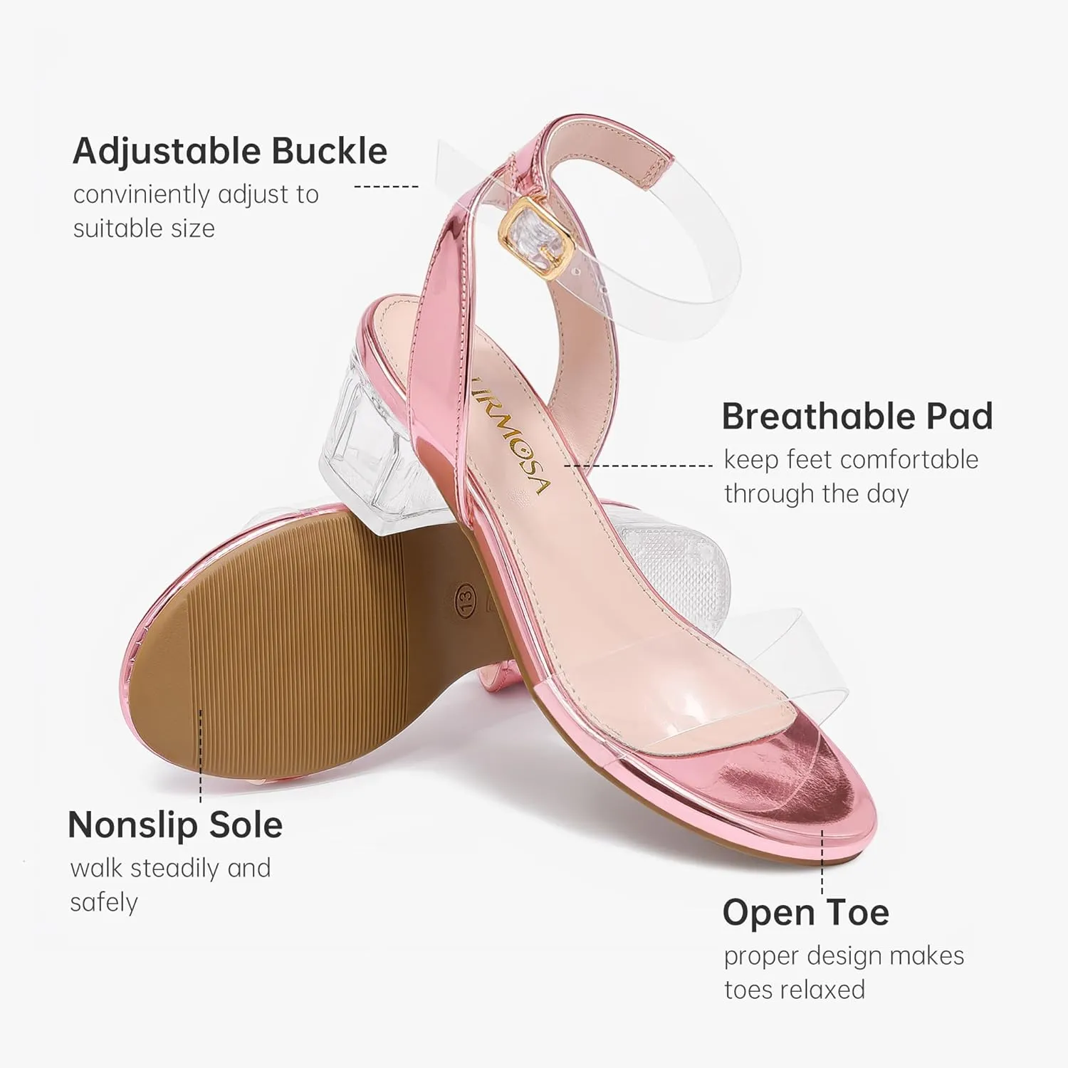 High Heels for Kids Open Toe Dress Shoes for Girls Ankle Strap Pump Shoes Flower Girl Sandals Wedding Party for Little Big Kids