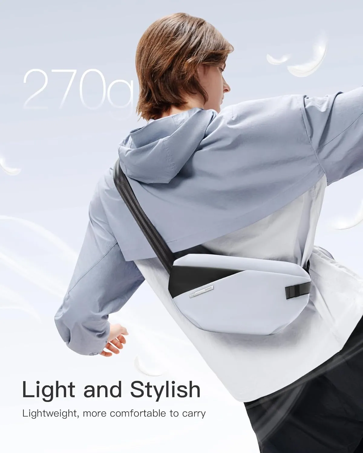 Inateck Sling Bag X-Lite, Lightweight Crossbody Shoulder Chest Bag with Quick-adjust Strap, Water-resistant Waist Fanny Pack for Men, Women, Travel, Cycling, Hiking, Work, Sports