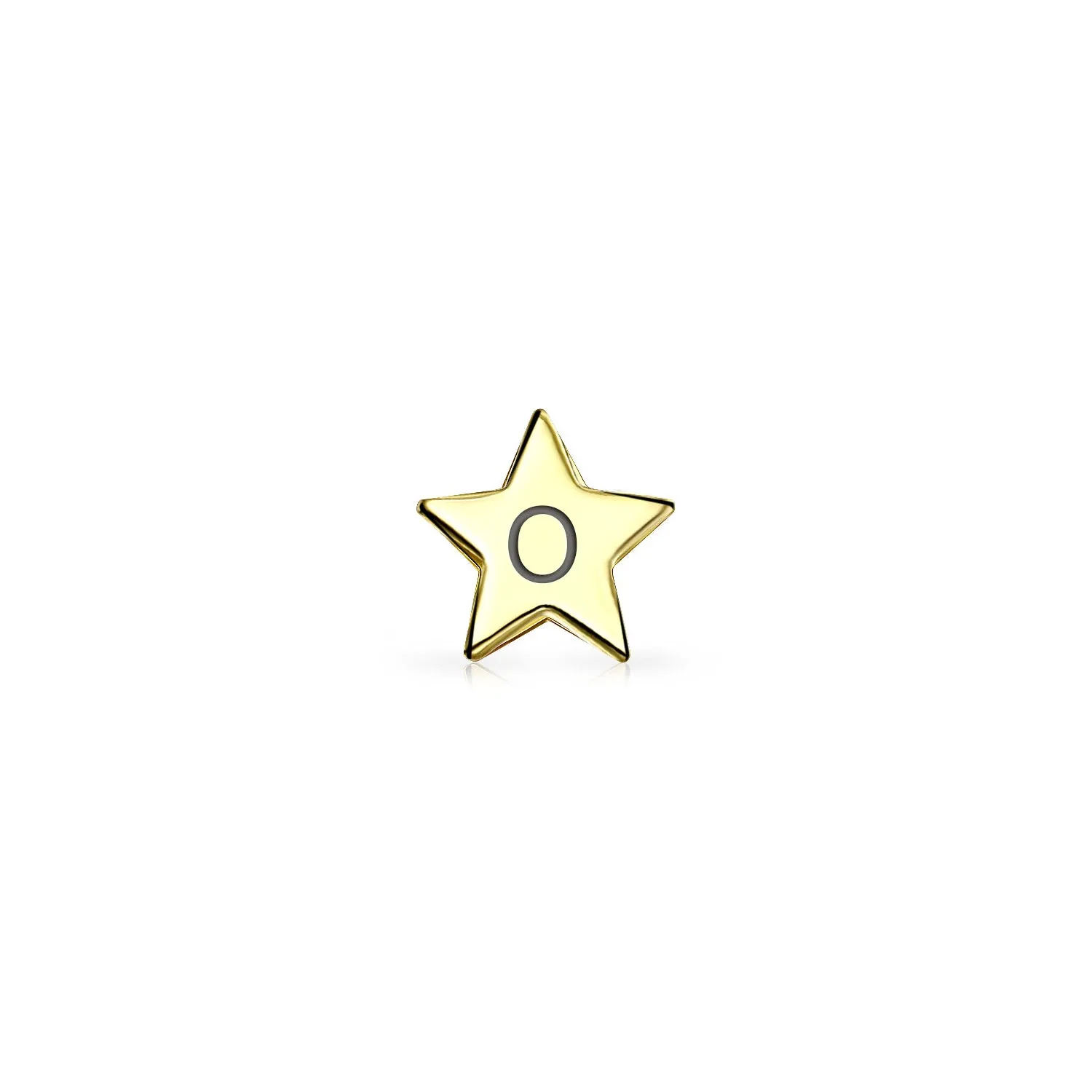 Initial Letter Alphabet Celestial Star Threader Earlobe Stud Earrings 14K Gold