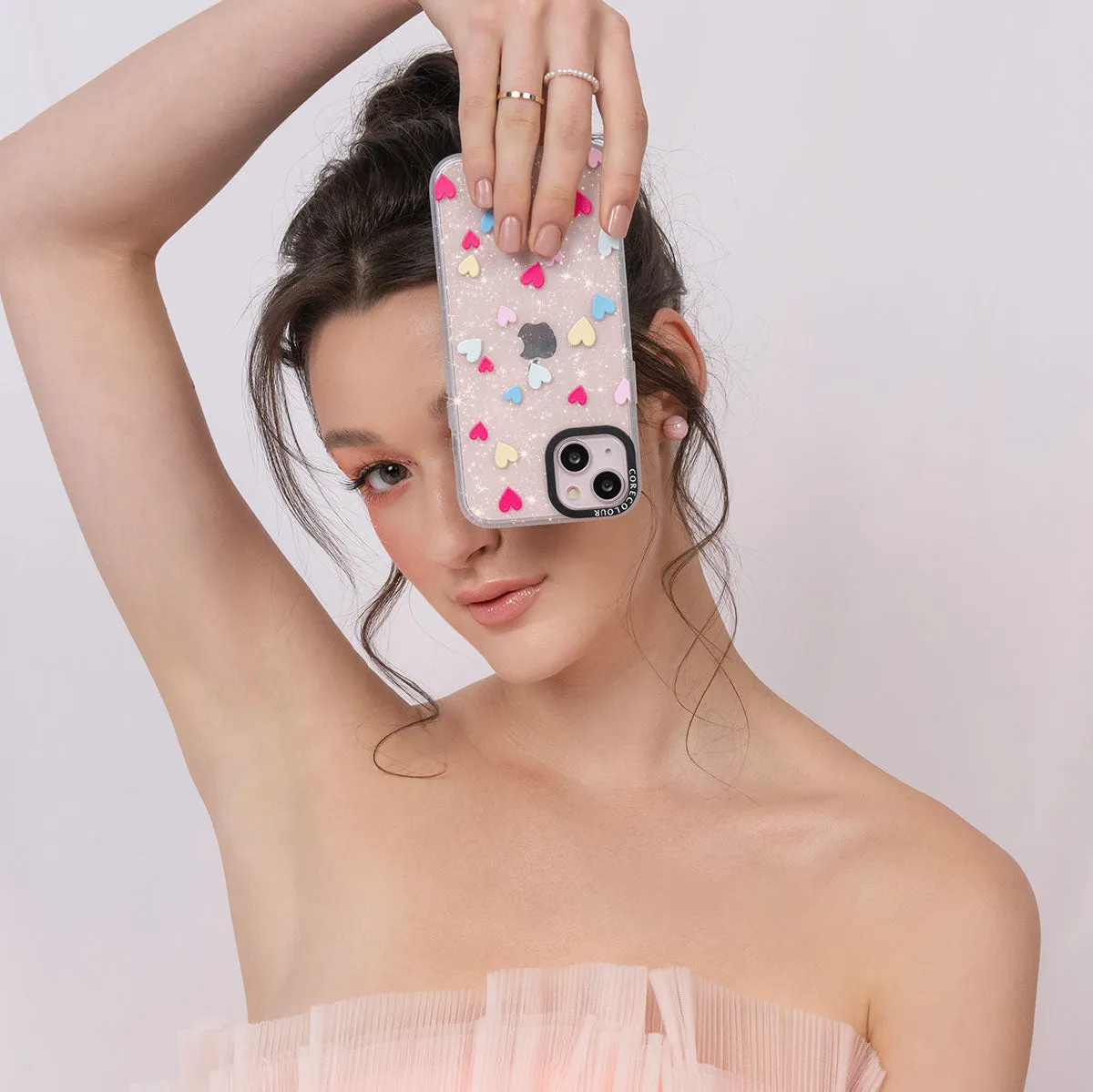 iPhone 12 Flying Hearts Glitter Phone Case Magsafe Compatible