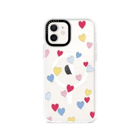 iPhone 12 Flying Hearts Glitter Phone Case Magsafe Compatible
