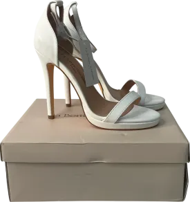 la bottine souriatte Letty Ankle Strap Stiletto Heel In White Faux Leather UK 3 EU 36 👠