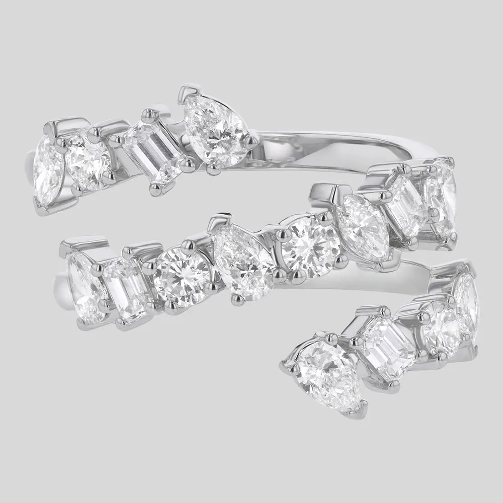 Lab Grown Multi Shape Diamond Spiral Ring