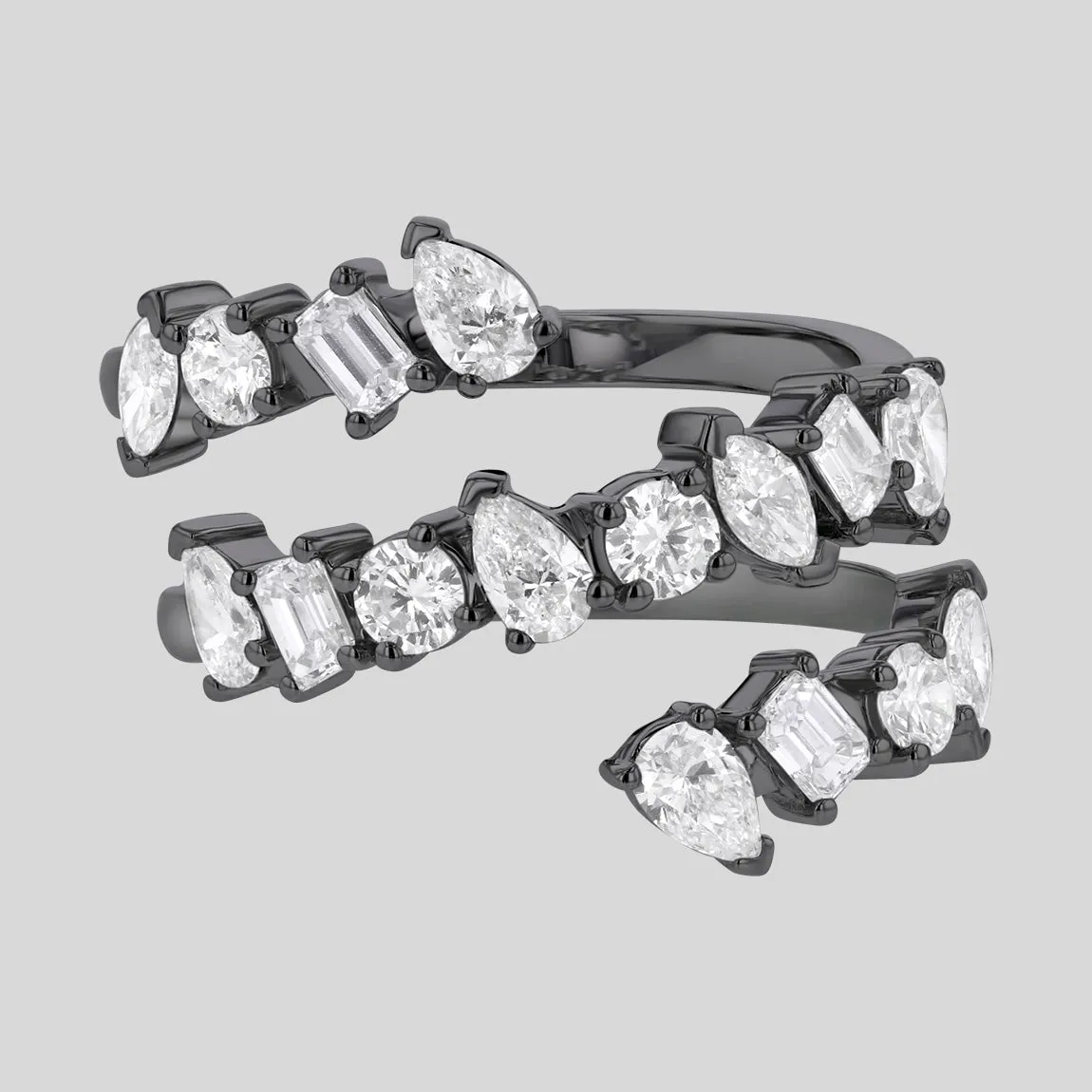 Lab Grown Multi Shape Diamond Spiral Ring