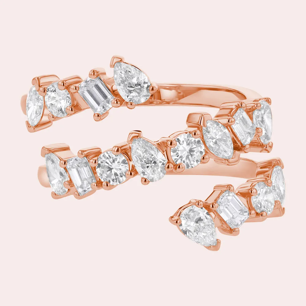 Lab Grown Multi Shape Diamond Spiral Ring