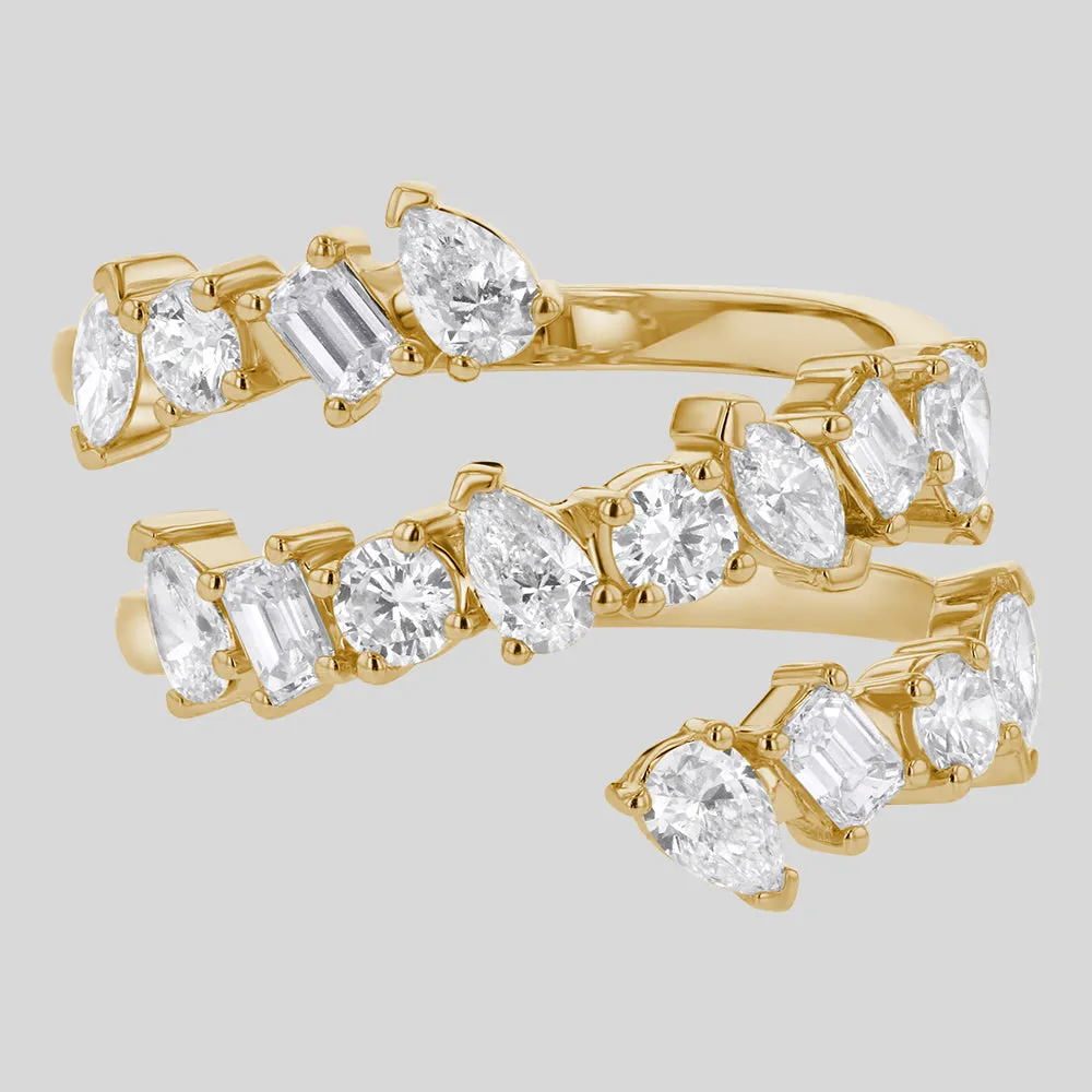 Lab Grown Multi Shape Diamond Spiral Ring