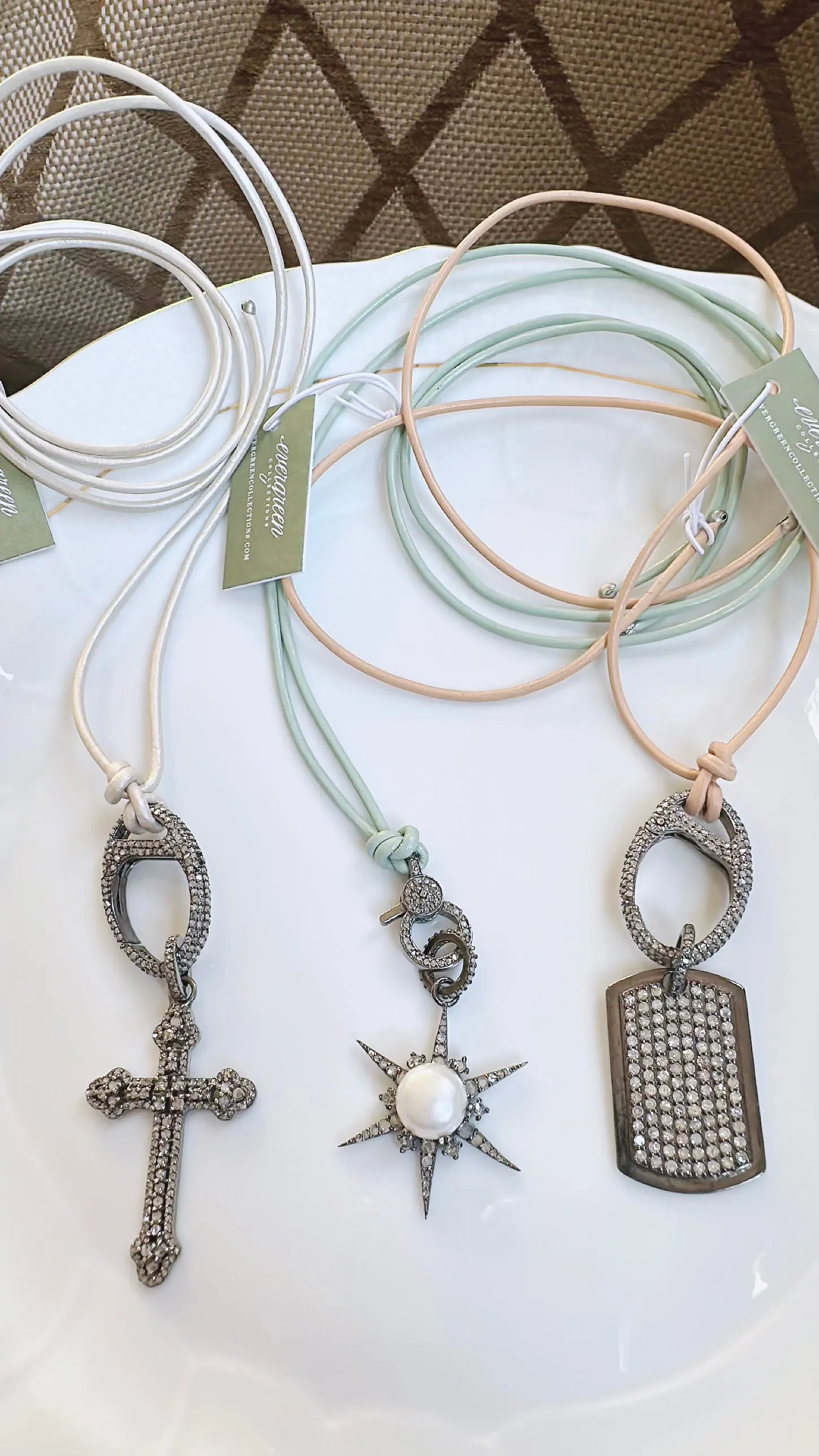 Leather Lariats with Pave Diamond Locks |  Colors