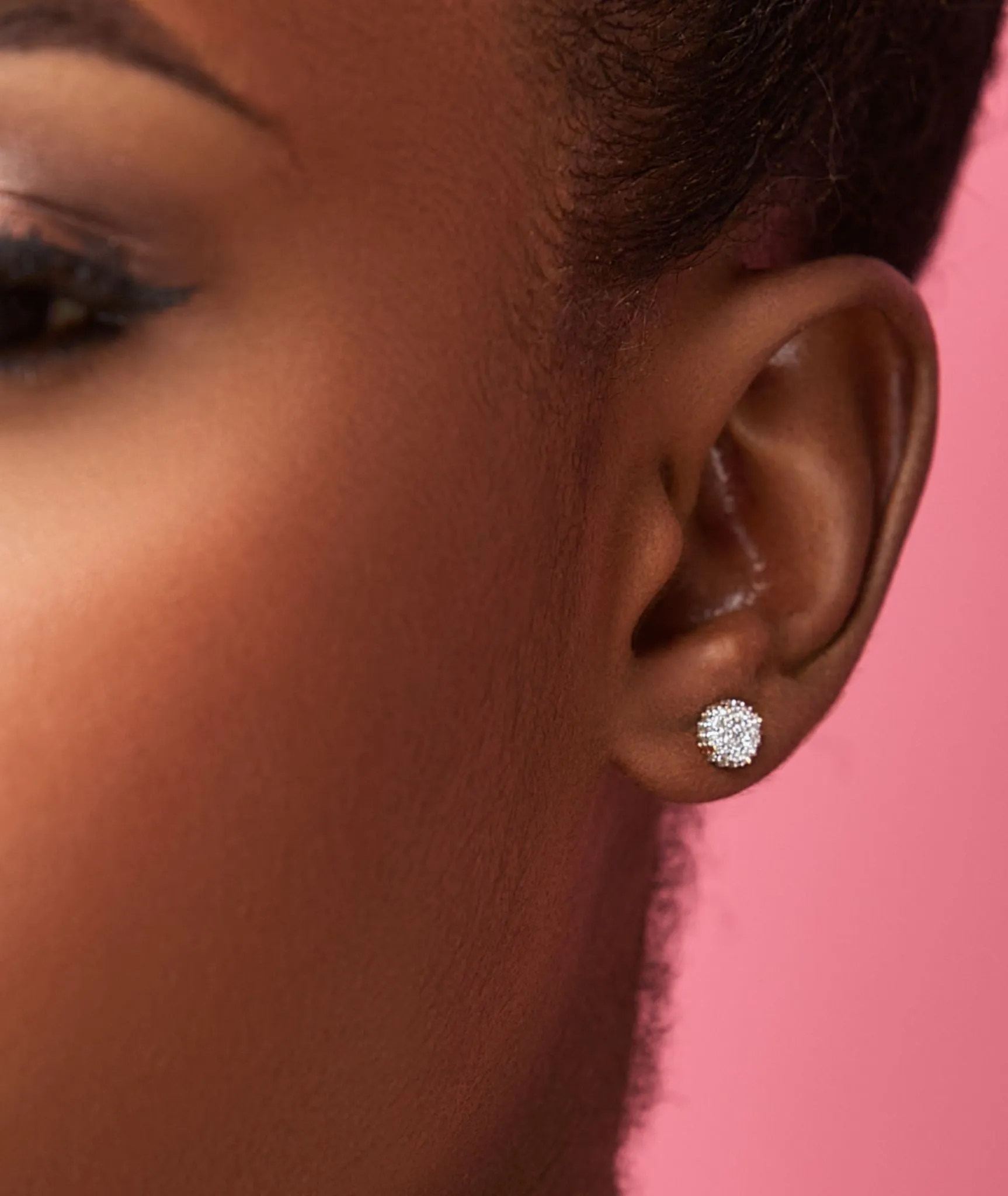 Linear Round Cluster Natural Diamond Stud Earrings