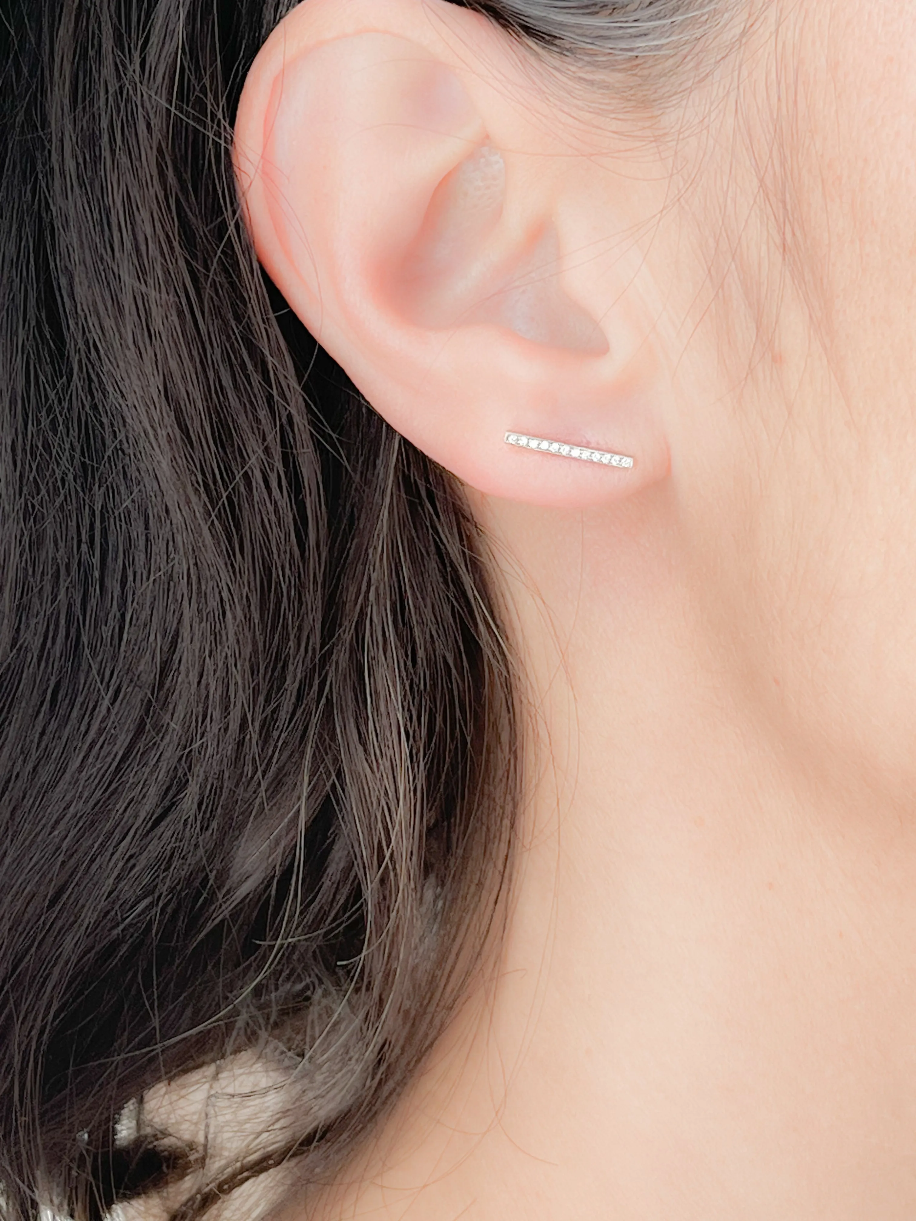 <!--ER671-->long pavé edgy bar studs