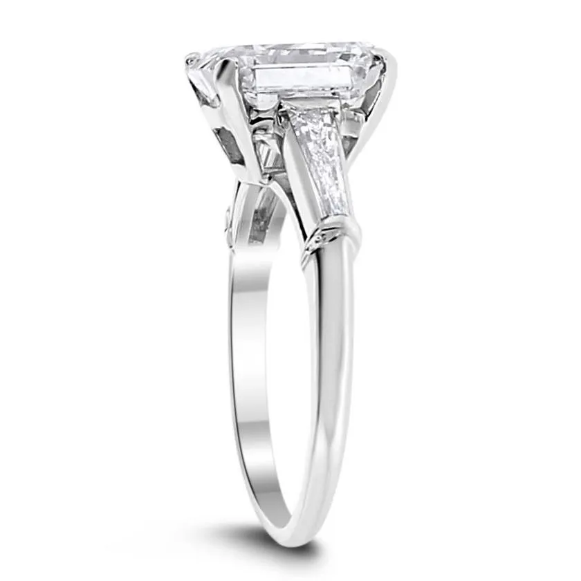 Lusture Engagement Ring (3.08 ct Emerald Cut KSI1 GIA Diamond) in Platinum