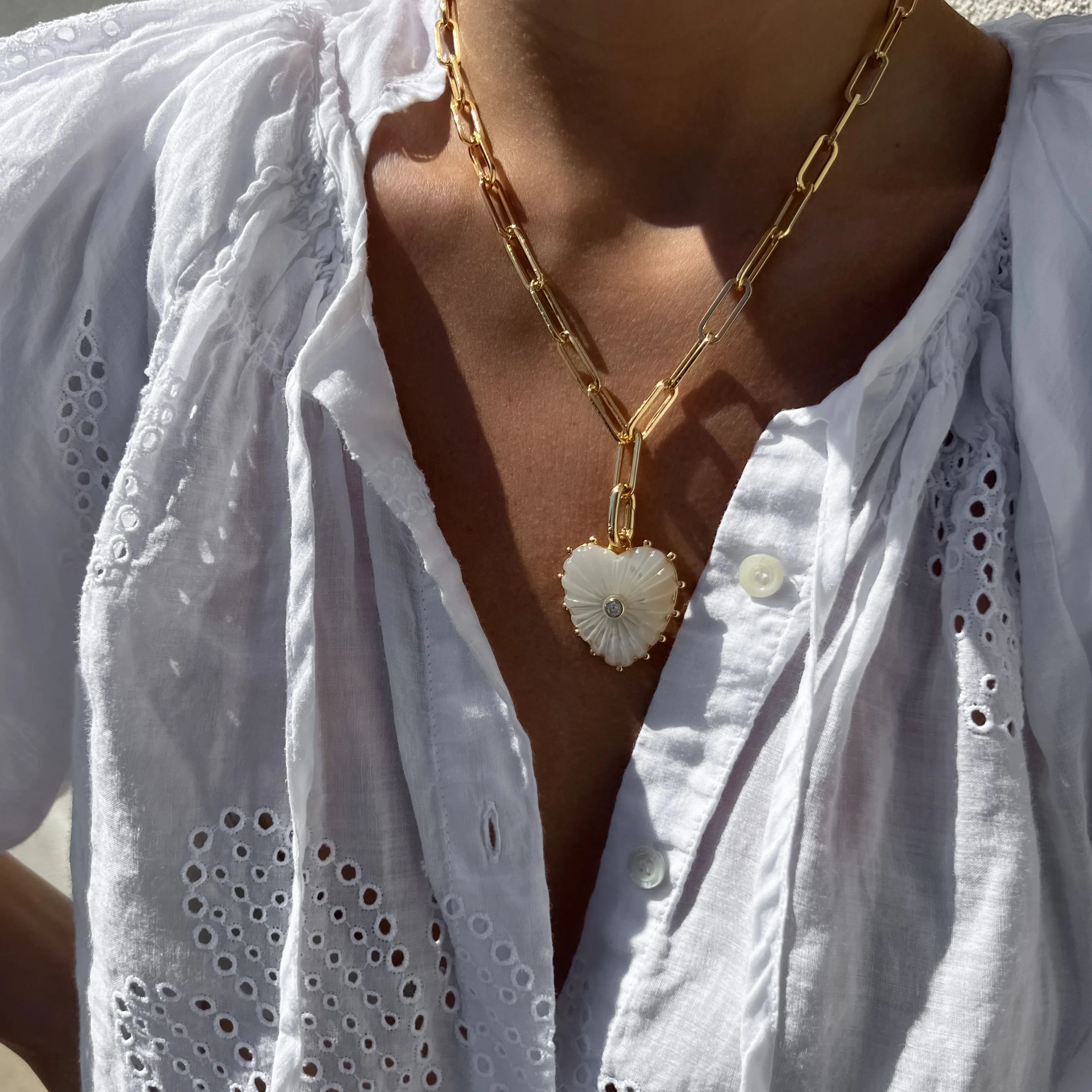 Malene Mother Of Pearl Heart Necklace