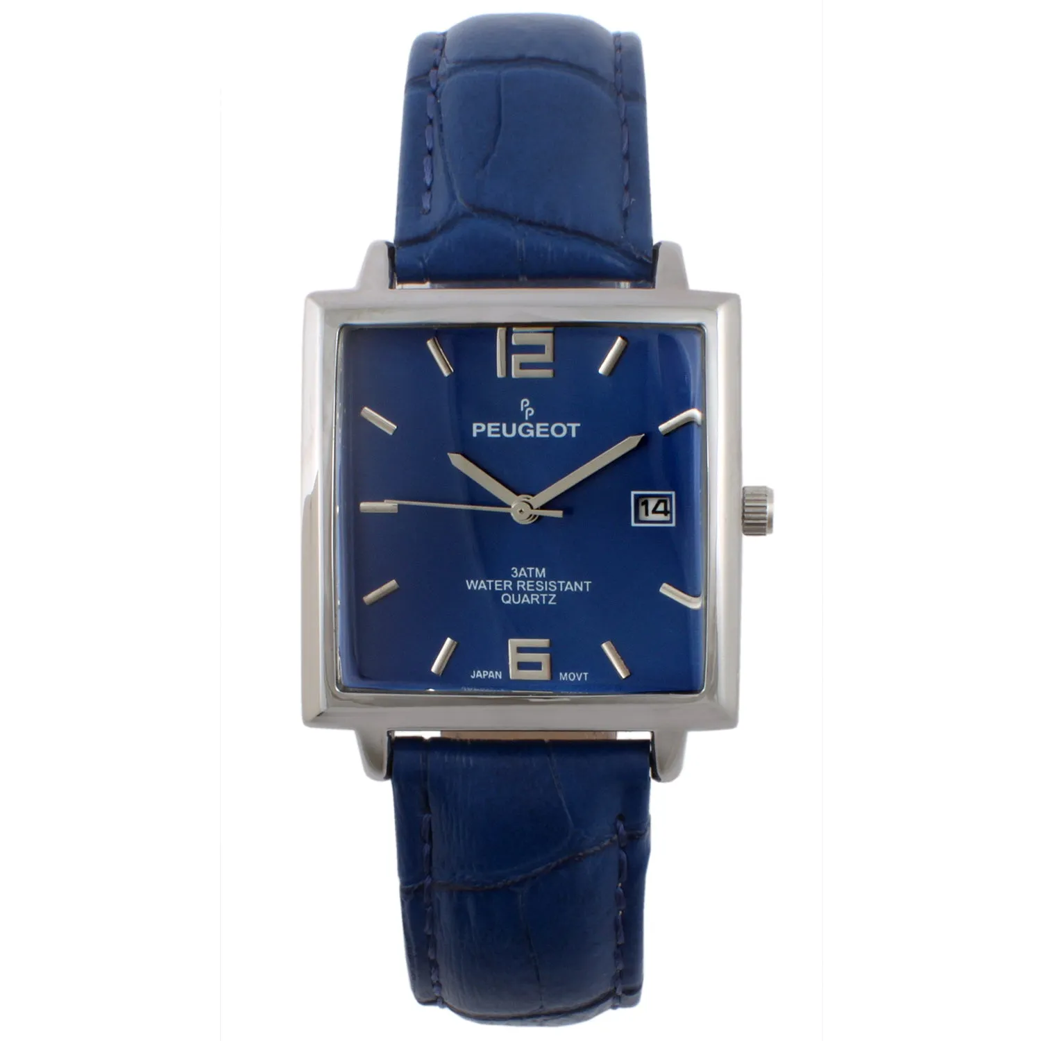 Men's Modern 35x35mm Square Watch with Metal Case and Leather Band