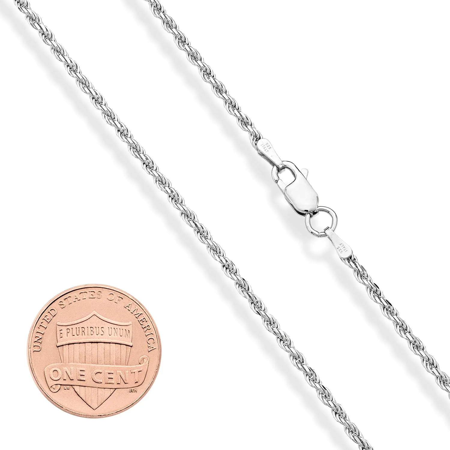 Miabella Solid 925 Sterling Silver Italian 2mm, 3mm Diamond-Cut Braided Rope Chain Necklace for Men Women Made in Italy
