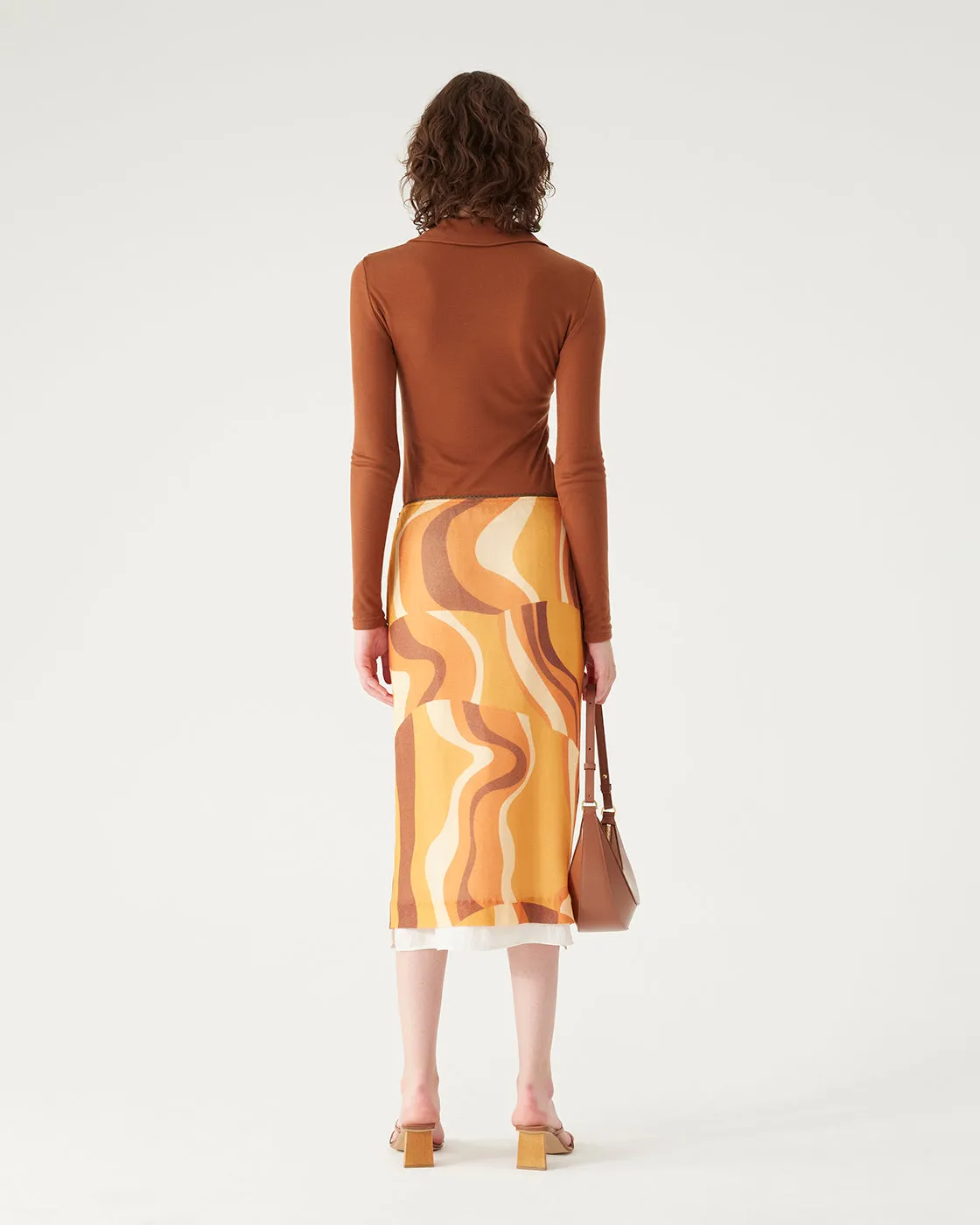 Mirren Skirt Tencel Print Orange