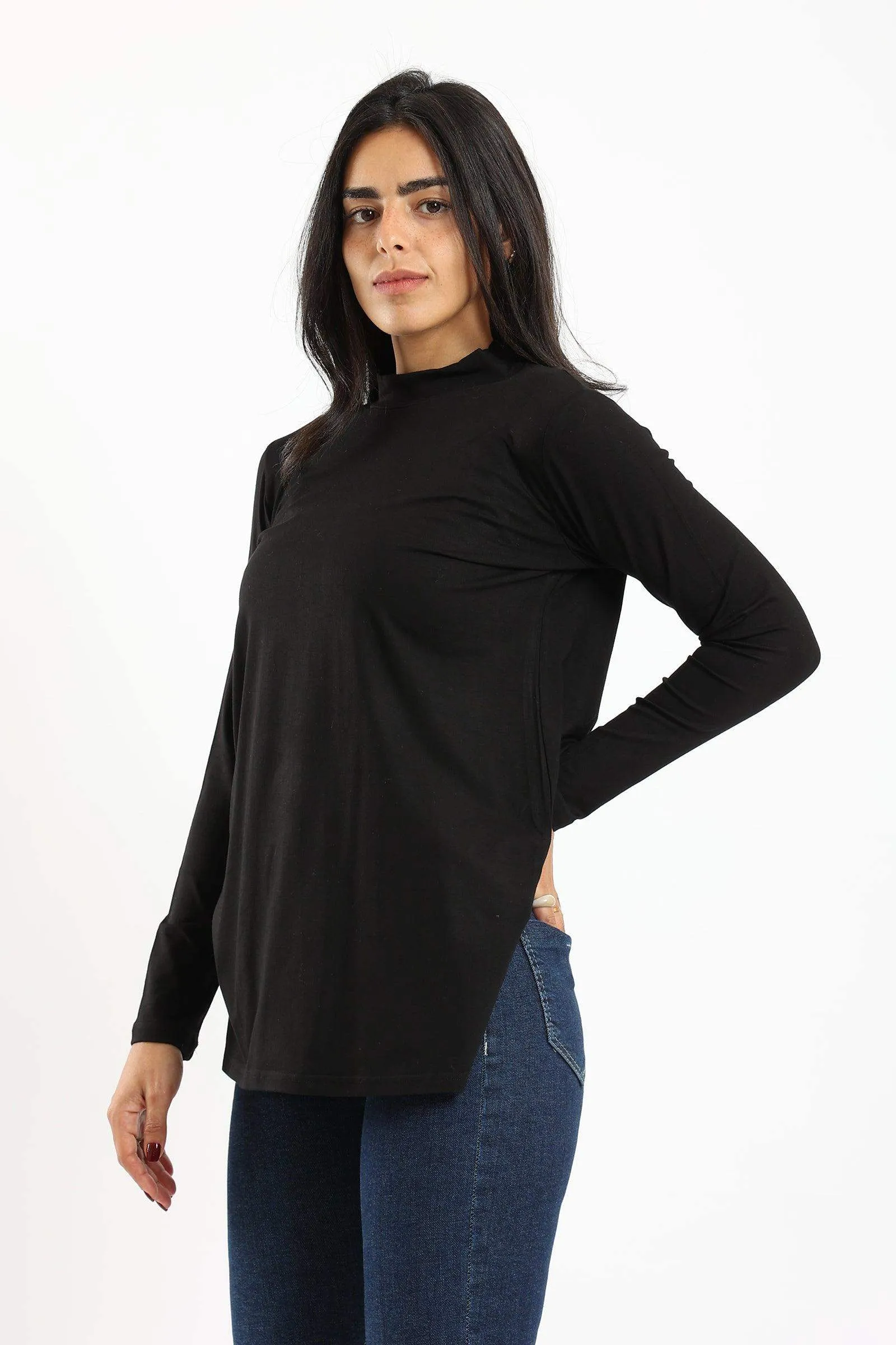 Mock Neck Black Top
