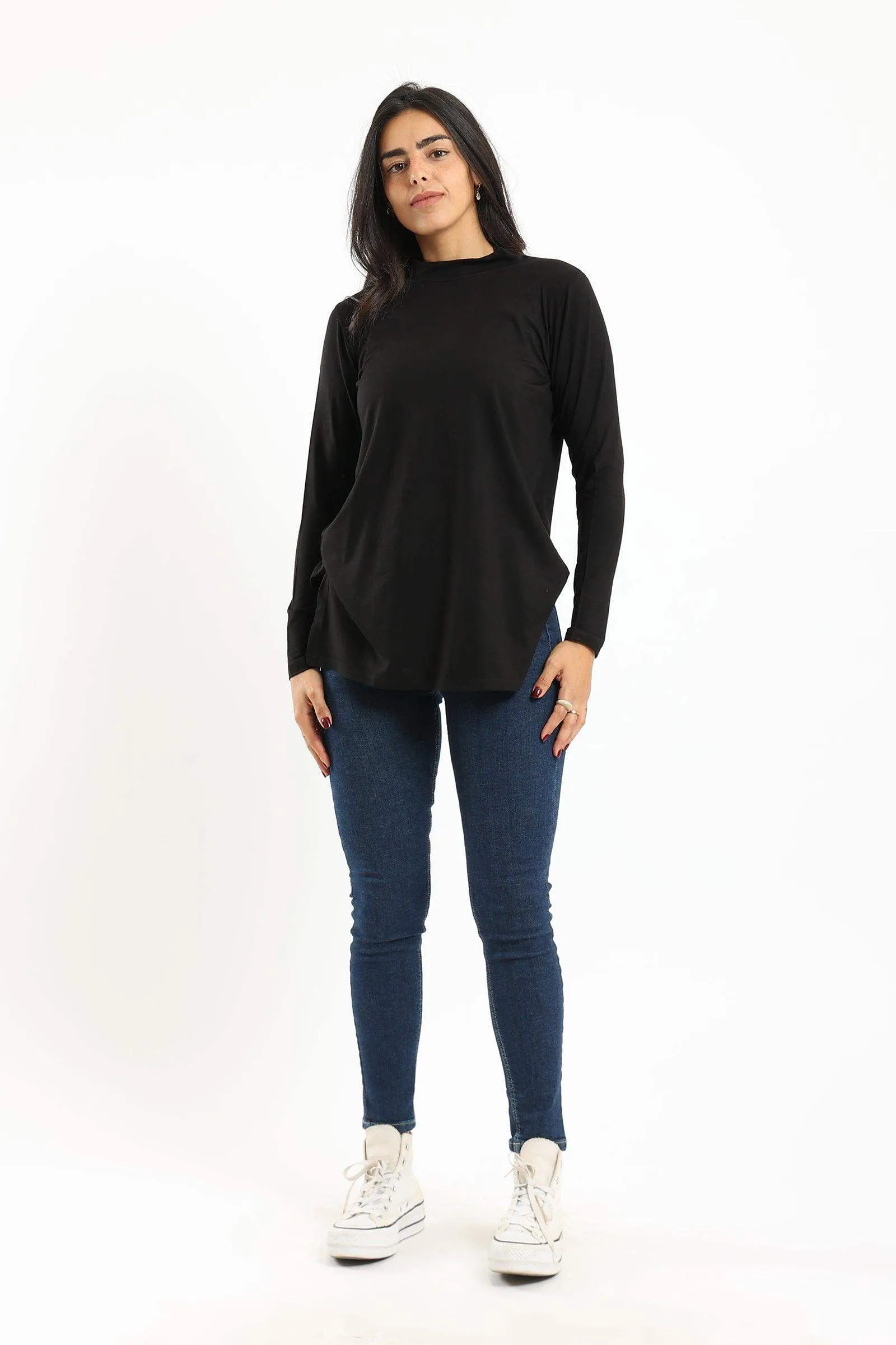 Mock Neck Black Top