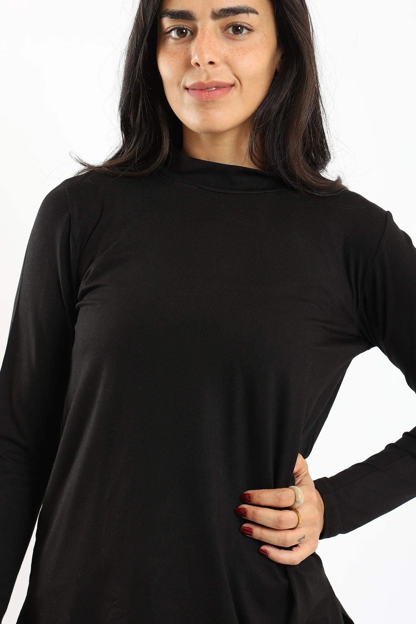 Mock Neck Black Top