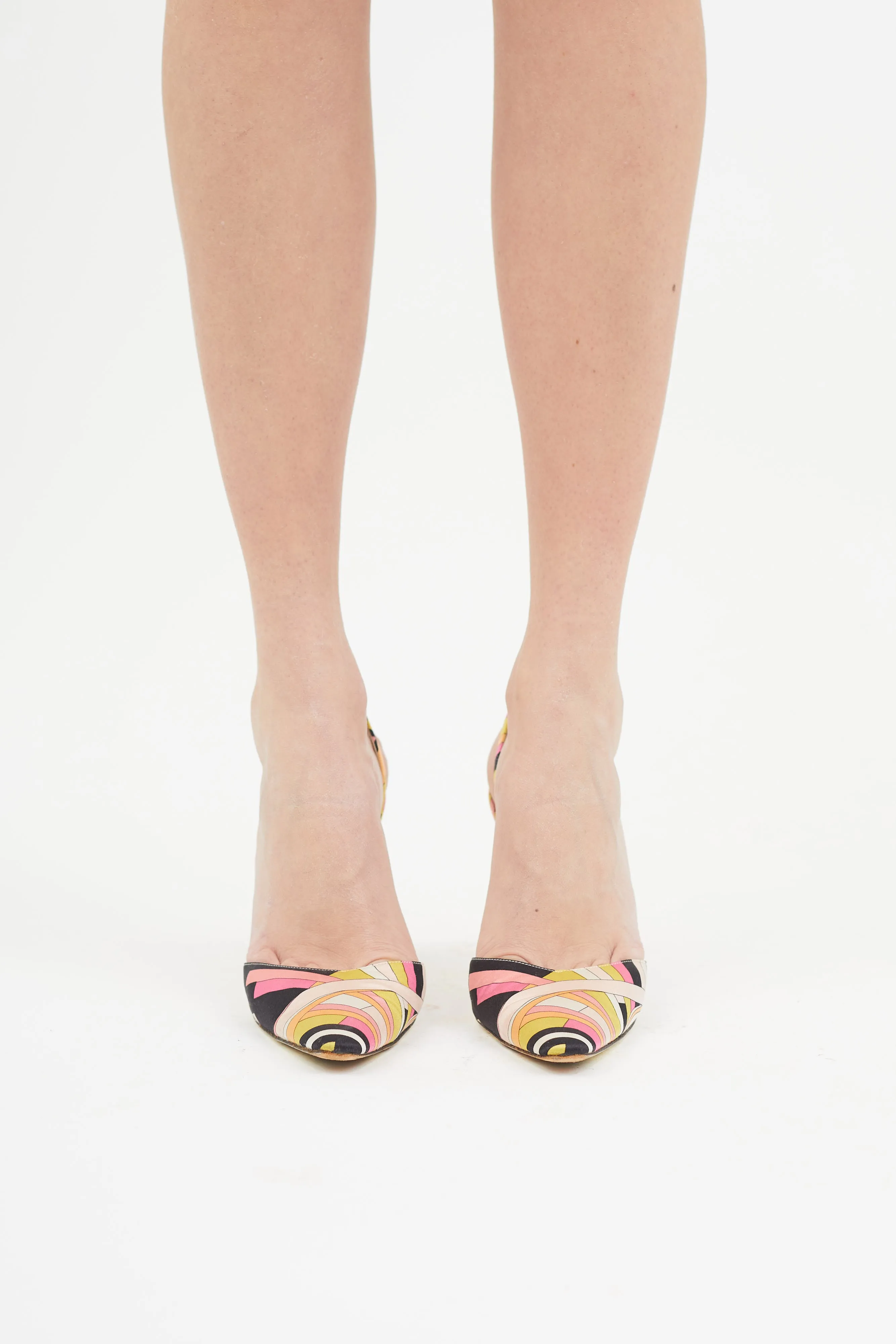 Multicolour Printed Slingback Heel