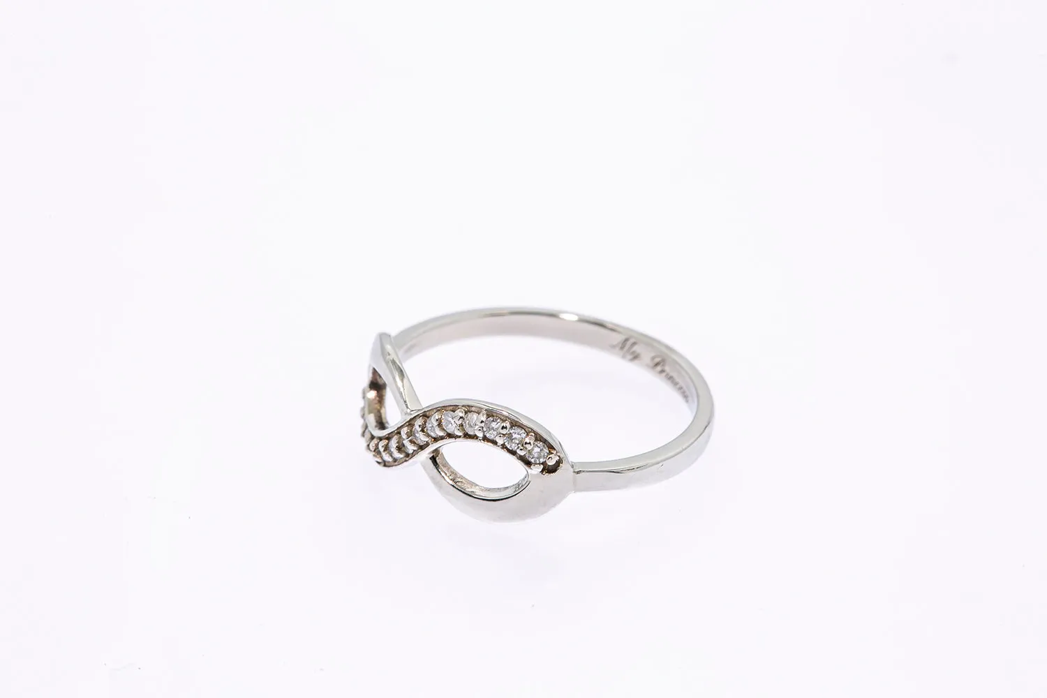 My Princess Diamond Line Pave Infinity Band Solid 10K 417 White Gold Ring 6 3/4