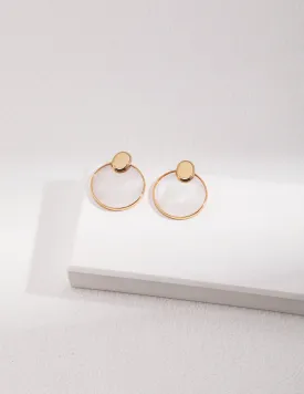 Natural Mother of Pearl Coin-Shaped Vintage Earrings