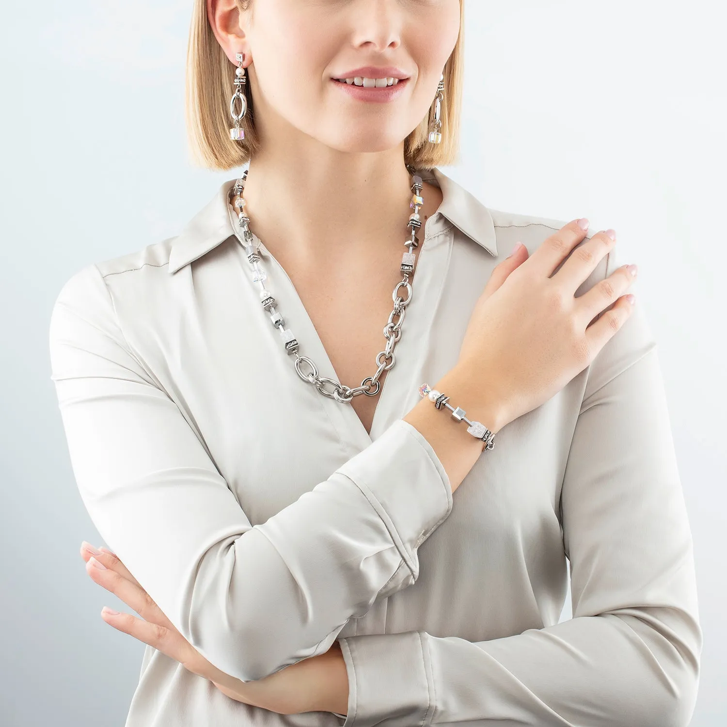 Necklace Chunky Chain & Cubes Runway Exlusive silver